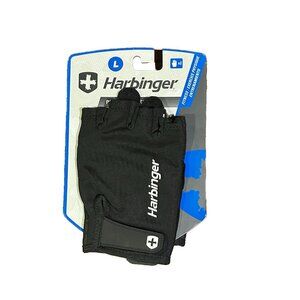 *Harbinger Power Black Gloves-L-Fitness Weightlifting Training Leather Palm-New